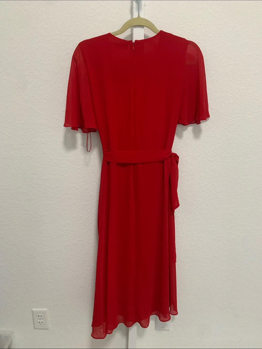 NWT Lauren Ralph Lauren Red Short Sleeve Midi Wrap Dress - Picture 6 of 10